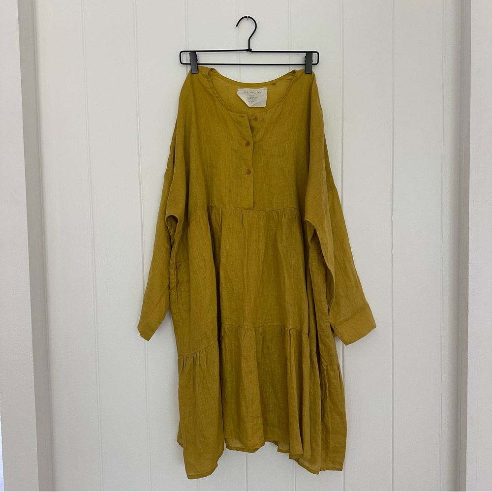 Acacia Mustard Yellow Button-Up Dress